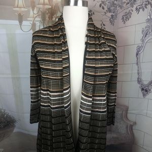 St. John Yellow Label Stripped Open Front Cardigan